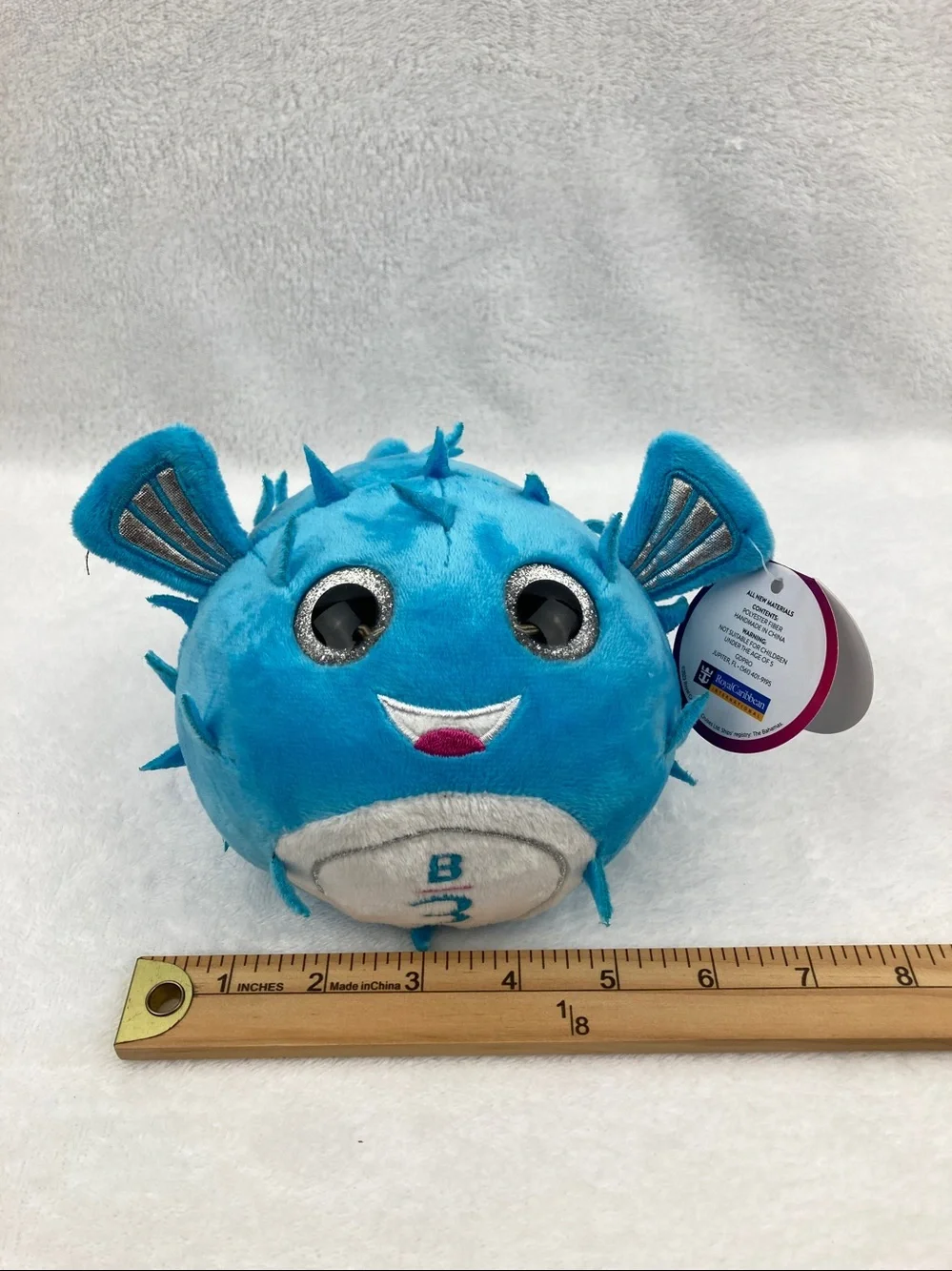 Royal Caribbean Royal Bingo B3 Puffer Fish Plush Stuffed Animal Toy NWT 7”